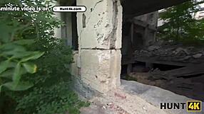 Sexy russian slut gets horny and cheats on her boyfriend with a stranger in public during anal sex