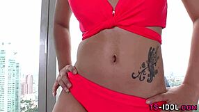 ladyboy anally toys herself with glamour lingerie