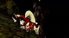 Little Red Riding Woof Encounters Furry Monster in Forest