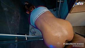 Amateur Couple Fucks Hard in Shower Doggystyle Bent Over POV Cum in Mouth