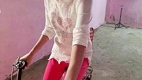 Village girl fucked while cycling by her friend in rural area