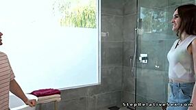 Big cock guy welcomes stepcousin for bathroom hardcore pounding