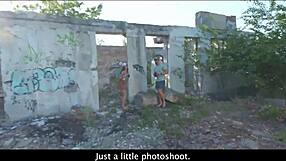 Sexy russian slut gets horny and cheats on her boyfriend with a stranger in public during anal sex