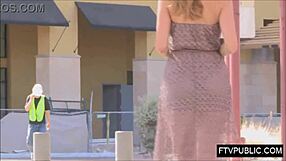 Blonde Flashes Nude Under Skirt In Public Street