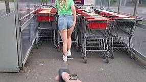 Hot Blonde Loses Remote From Anal Plug In Supermarket