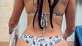 Latina couple shares blowjob and exhibitionism