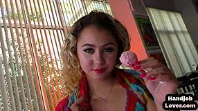 Does Petite Teen Talk Dirty While Wanking Hard Cock?