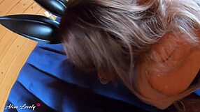 pov dirty couple bangs in rabbit mask and costume