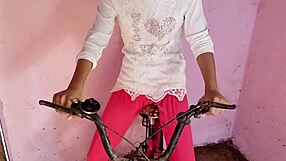 Village girl fucked while cycling by her friend in rural area