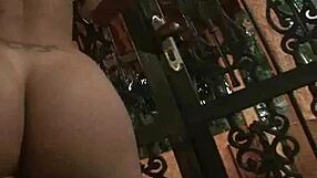 Foxy blonde shemale Honey yanks her hard cock with fierce energy