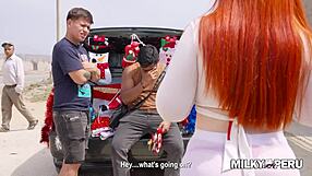 Greta Sweet Fucks Enterprising Fan in Public Christmas Outdoor Casting