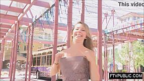 Blonde Flashes Nude Under Skirt In Public Street