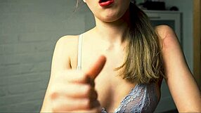 beauty in lingerie jerks boyfriend off close-up, moaning to peak pleasure