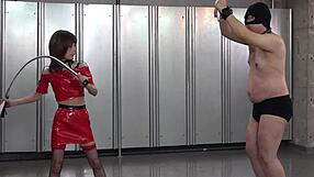 Petite Japanese Dominatrix Punishes With Anal Training In Stockings