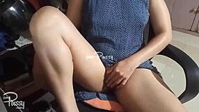 in this homemade video, an asian amateur woman strips naked and gently gropes her shaved pussy