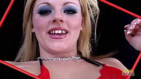 This blonde girl’s got killer tits and takes cum in her mouth