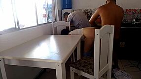 Naughty Wife Bangs Hung Black Stud While Hubby Washes Dishes