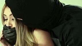 Kat dior gets pounded hard by the burglar in doggystyle and missionary, then swallows his cum.