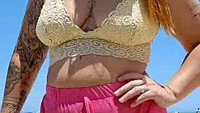 I Found a Lover at the Beach and Now Flash My Big Pussy Lips to Tease Him Hard