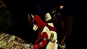 Little Red Riding Woof Encounters Furry Monster in Forest