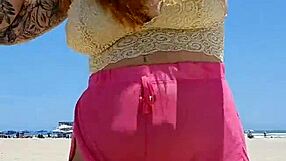 I Found a Lover at the Beach and Now Flash My Big Pussy Lips to Tease Him Hard