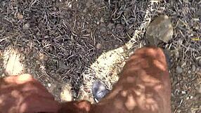 amateur milf pissing and fucking in public, getting creampied outdoors