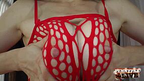 fiery redhead penny pax glides big glass toy into pussy