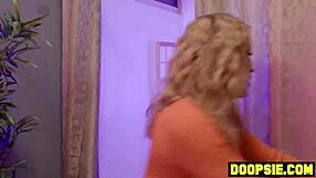 tiny asian customer drilled by two hung trannies in trial room