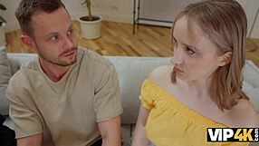 Moon Flower Enjoys Threesome With Busty Polly Yangs on Sofa