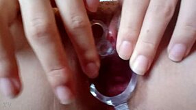 i gently open my asian teen pussy with toys and dildo.