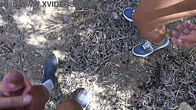 amateur milf pissing and fucking in public, getting creampied outdoors