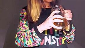 Bonneyuwu i pysj bruker dildo og kosedyr til solo lek