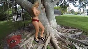 nikki benz masturbates outdoors in heels