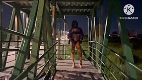 Wife passionately fucks stranger under street light in cuckold outdoor scene