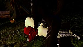 Little Red Riding Woof Encounters Furry Monster in Forest