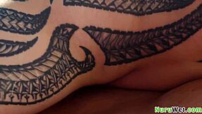 Wow! Sexy Busty Brunette Lacey Jayne with Tattoos Gives Wet Nuru Massage to James Angel!