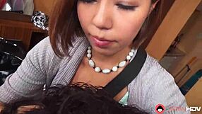 Cute Sara Sairo has sex with her client in the hair salon