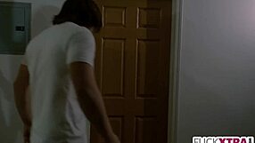 This petite 18+ teen gives stepdad a small gift with deepthroat