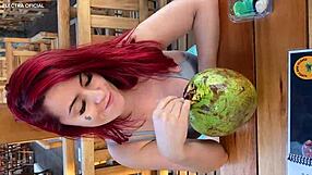 Hot Brazilian Prostitute Gives Blowjob in Public Bathroom