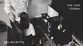 Secretary Gives Blowjob During Boss's Massage, Cuckold Risk