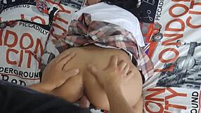 A 18-year-old girl in school uniform gets punished