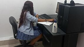 18-year-old student in uniform studies scantily clad and hot!