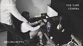 Secretary Gives Blowjob During Boss's Massage, Cuckold Risk