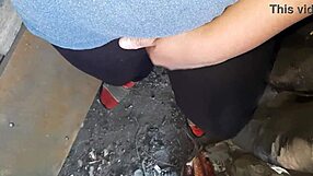 Village girl masturbates hairy pussy during lunch break, achieving intense orgasm