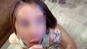 The cutest slut sucks the biggest cock of a juicy guy