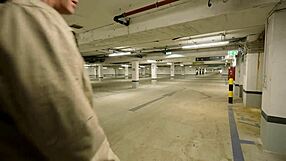 german teen risks public sex with stranger at parking staircase