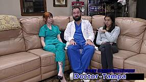 dr tampa explores ditria rose's shaved pussy in 1st gyno exam