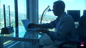 a stunning 18+ girl with small tits rides man on boat