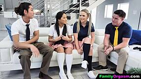 Brothers Bang Their Asian Stepsisters For Money!