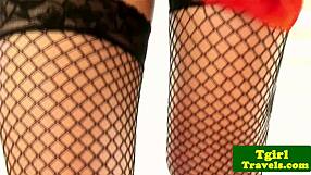 Ladyboy Ning in Corset Shows Tight Ass for Solo Anal Play